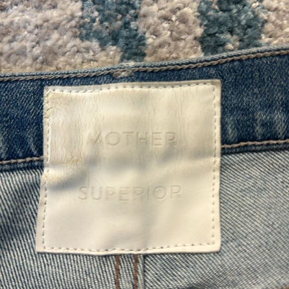 MOTHER Jeans Cuffed Distressed Ripped Denim Jeans Size 25 - Picture 5 of 6